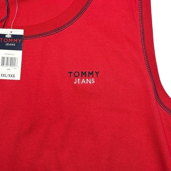 Vintage Tommy Hilfiger Men's Sleeveless Tank Top Size 2XL Muscle Logo Red - Picture 3 of 10
